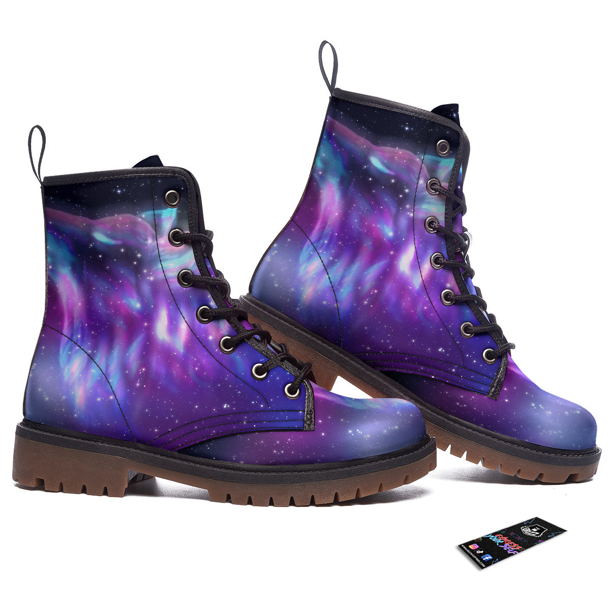 Wolf Spirit Aurora Howling Print Work Boots-grizzshop