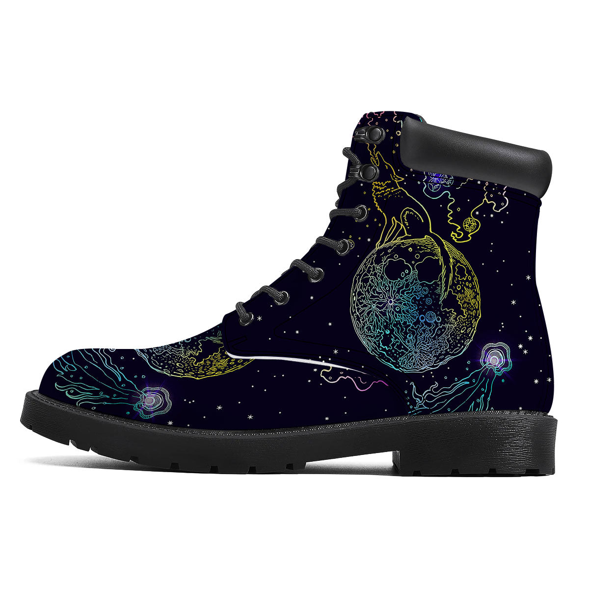 Wolf Spirit Galaxy Howling Print Boots-grizzshop
