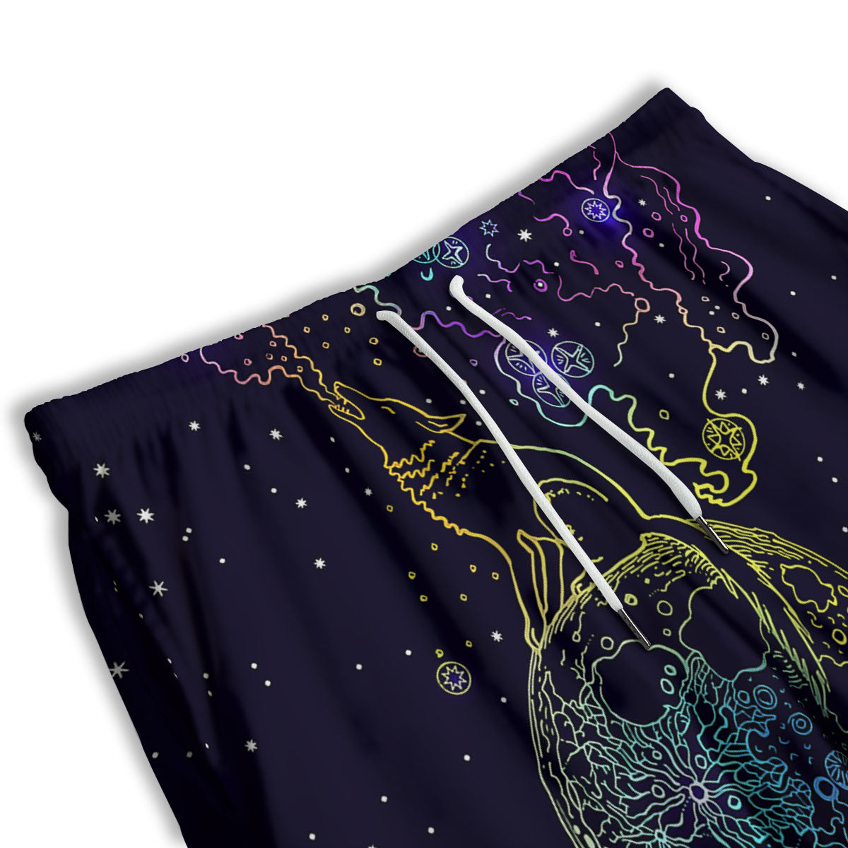Wolf Spirit And Moon Print Men's Athletic Shorts
