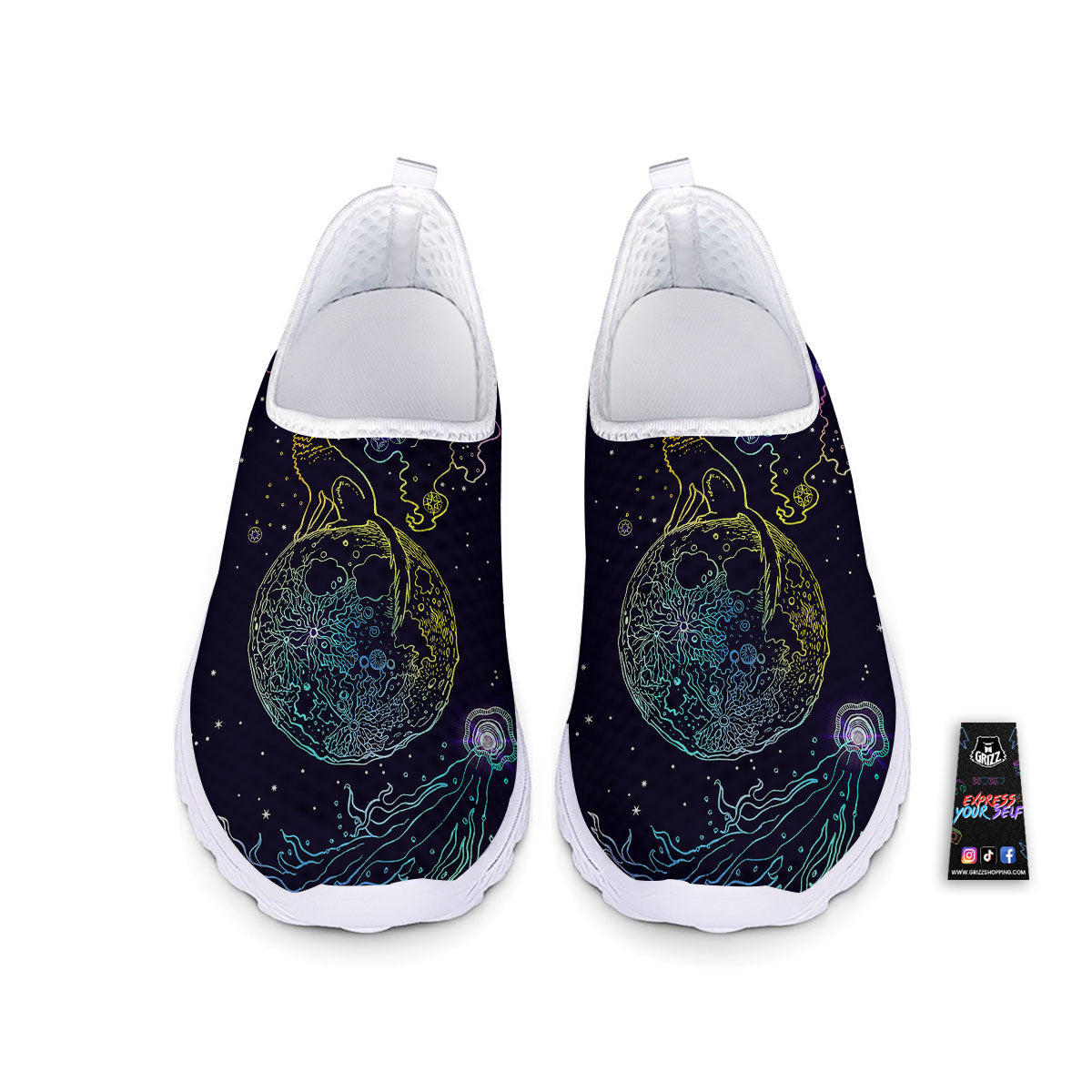 Wolf Spirit Galaxy Howling Print Nurse Shoes-grizzshop