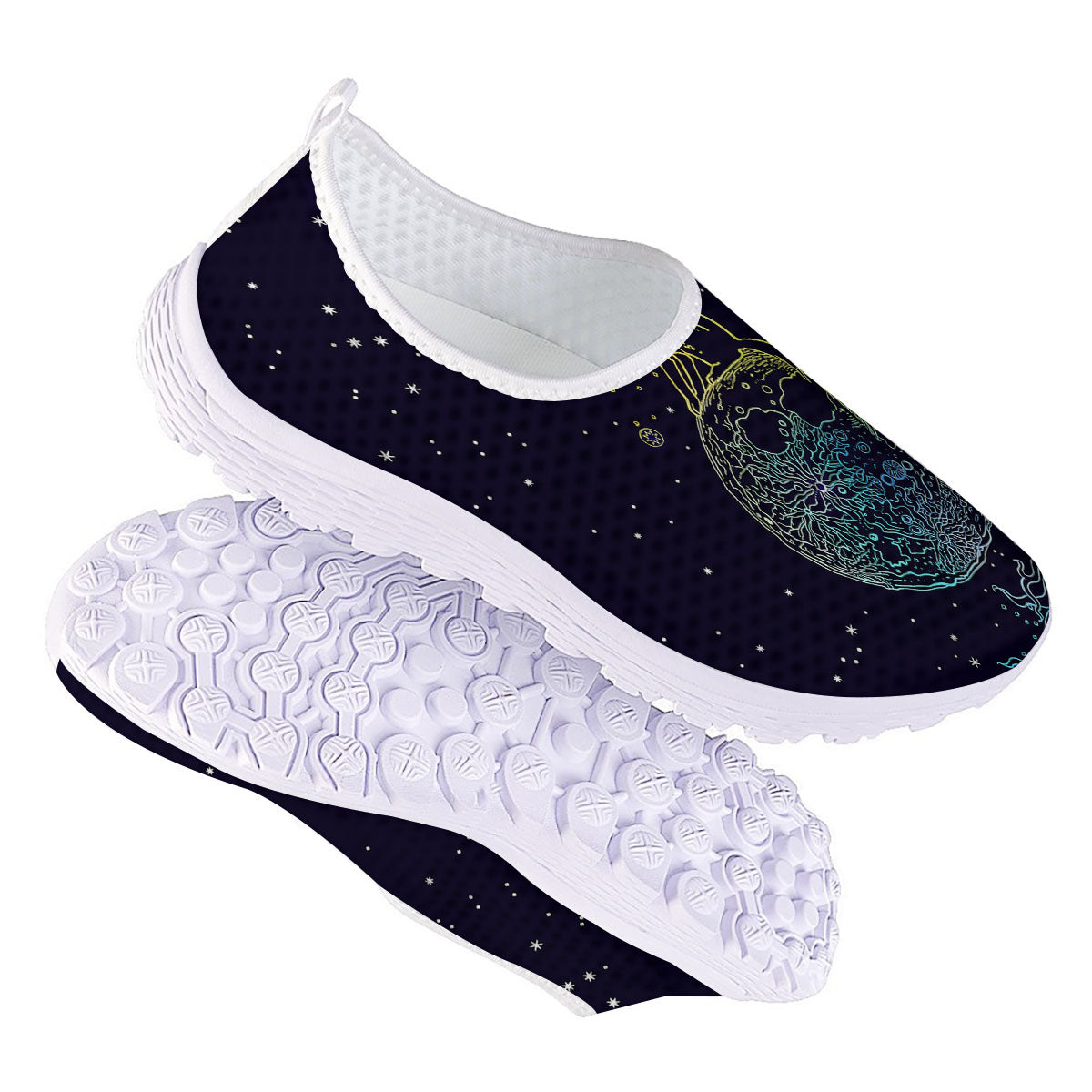 Wolf Spirit Galaxy Howling Print Nurse Shoes-grizzshop
