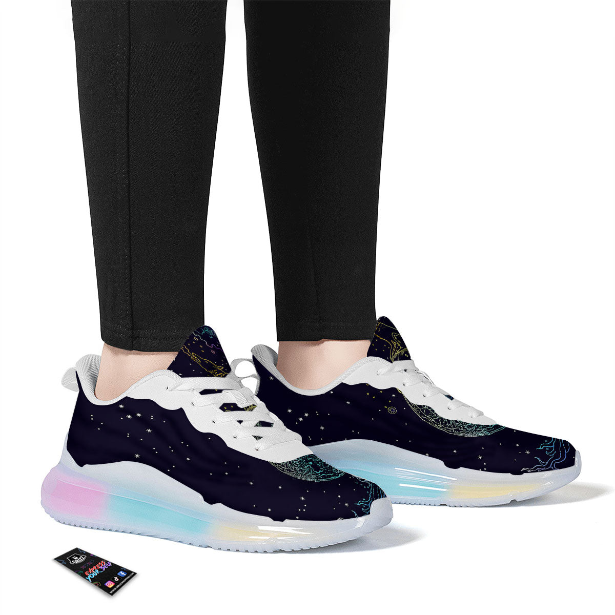 Wolf Spirit Galaxy Howling Print Running Sneakers-grizzshop