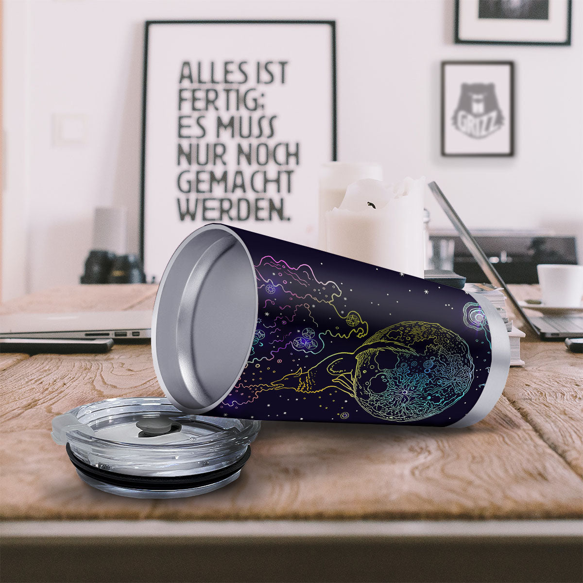Wolf Spirit Galaxy Howling Print Tumbler-grizzshop