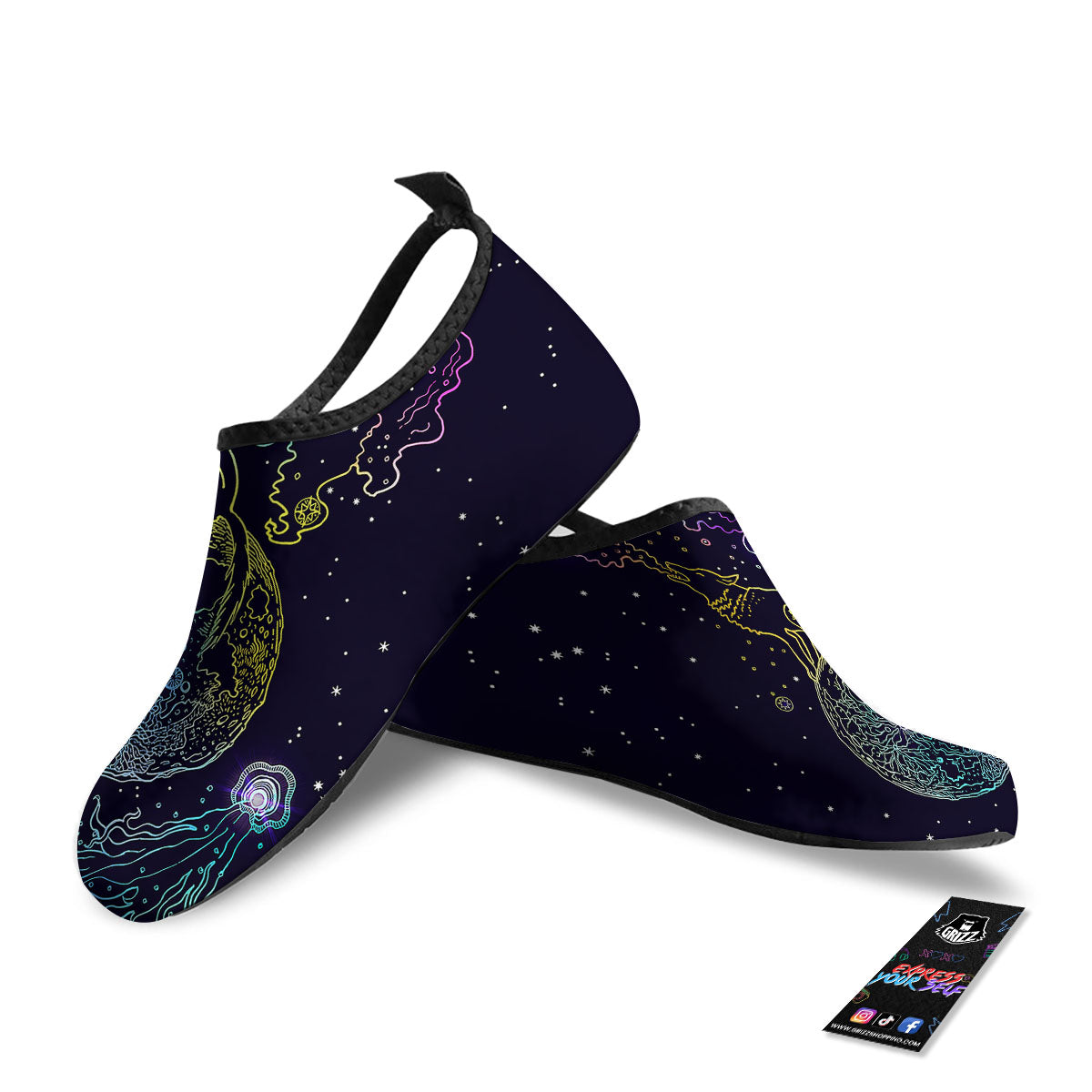 Wolf Spirit Galaxy Howling Print Water Shoes-grizzshop