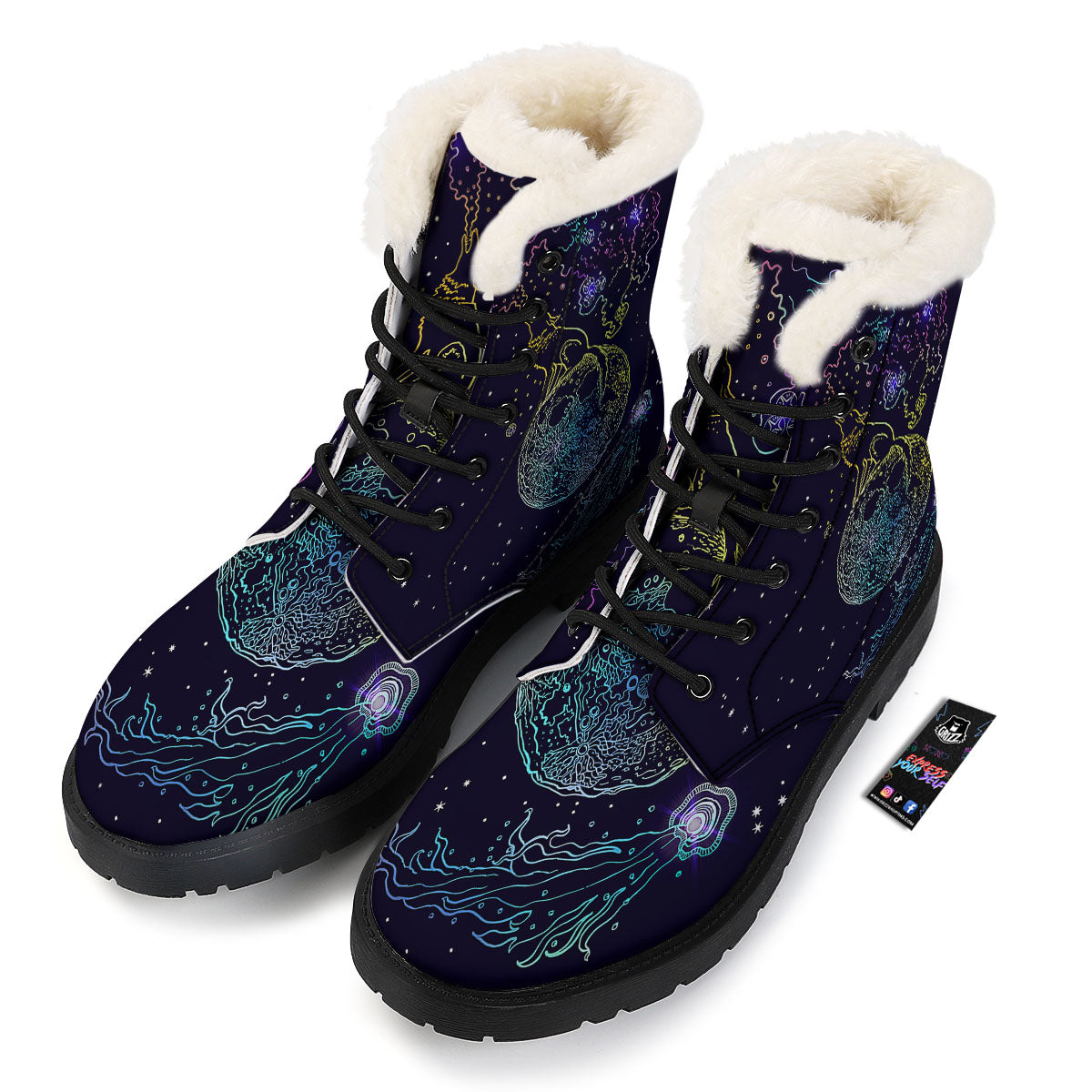 Wolf Spirit Galaxy Howling Print Winter Boots-grizzshop