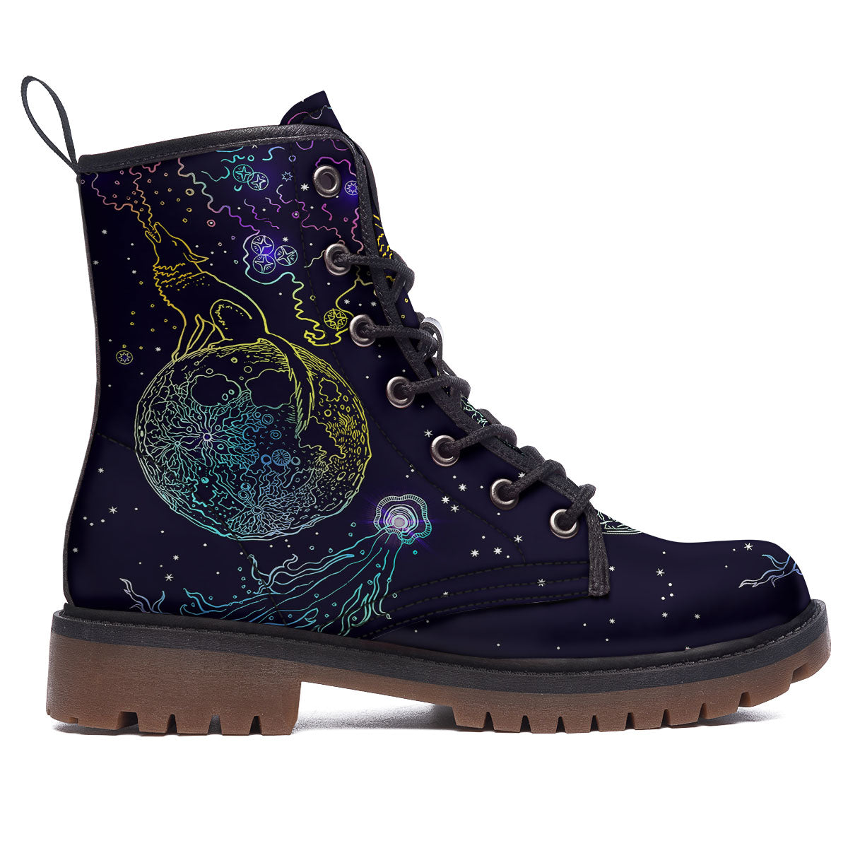 Wolf Spirit Galaxy Howling Print Work Boots-grizzshop