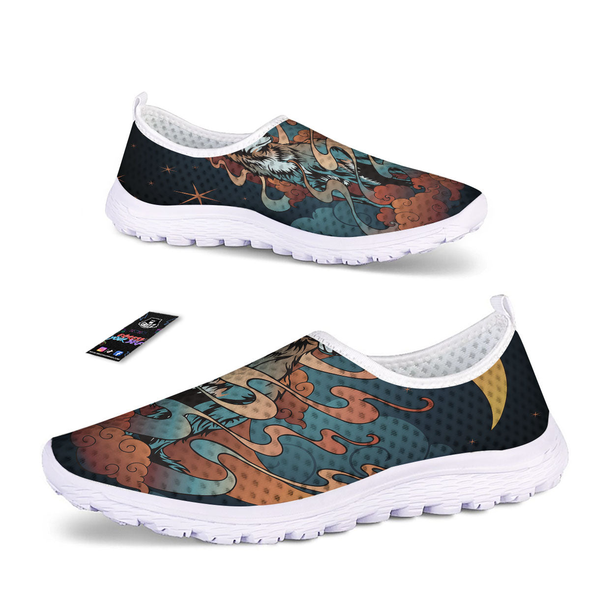 Wolf Spirit Night Forest Print Nurse Shoes-grizzshop