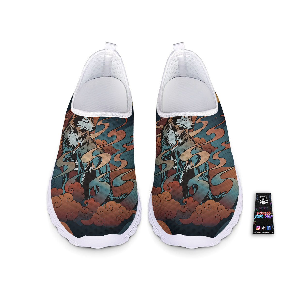 Wolf Spirit Night Forest Print Nurse Shoes-grizzshop