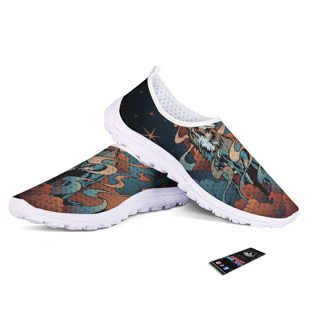 Wolf Spirit Night Forest Print Nurse Shoes-grizzshop