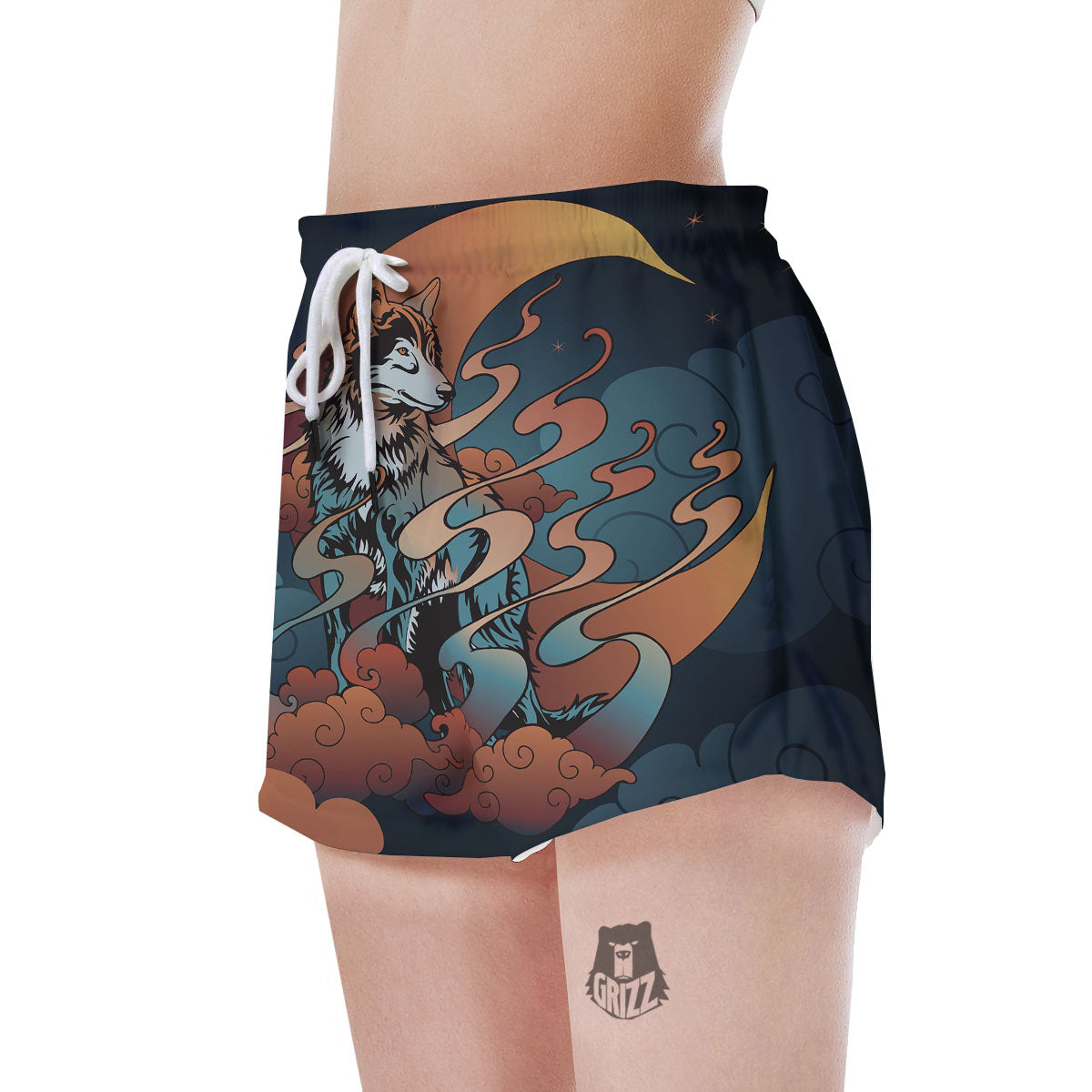 Wolf Spirit Night Forest Print Women's Shorts-grizzshop