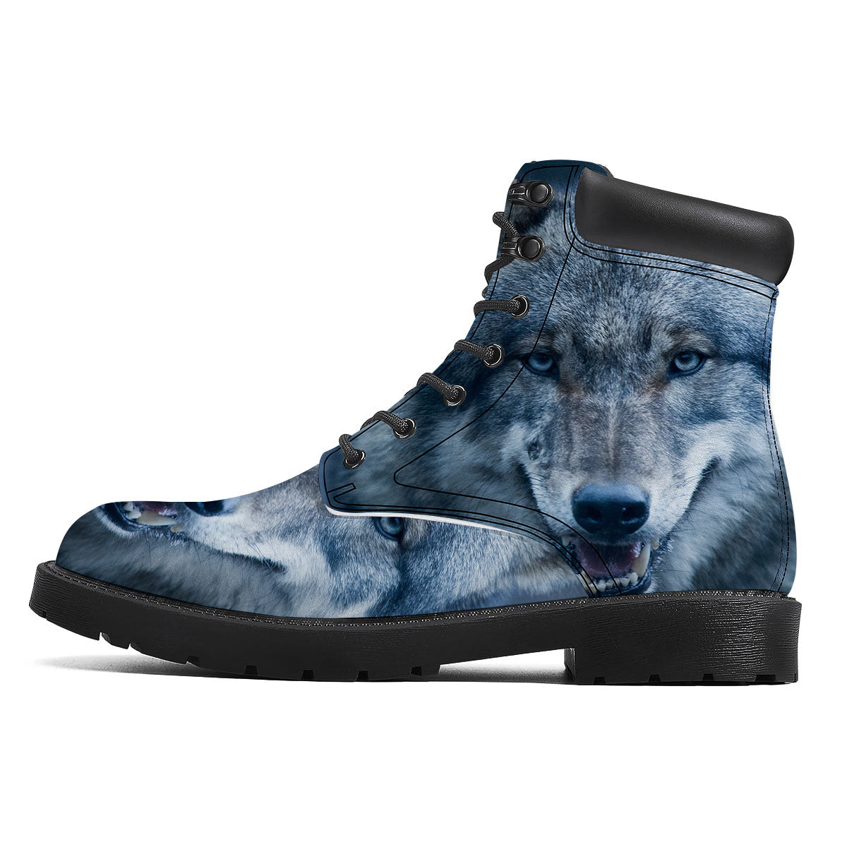 Wolf White And Navy Print Boots-grizzshop