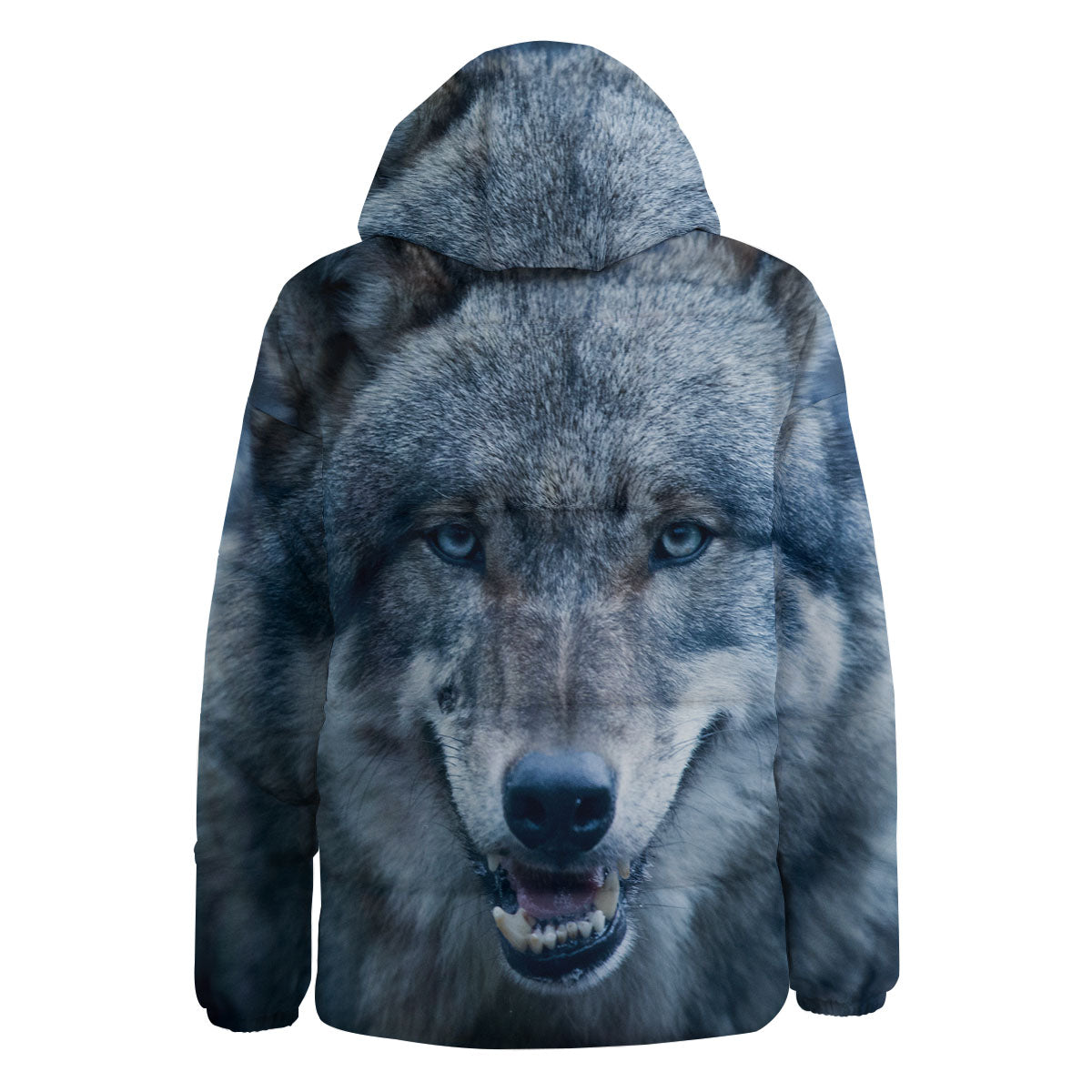 Wolf White And Navy Print Down Jacket-grizzshop