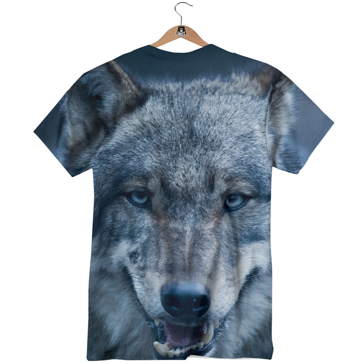 Wolf White And Navy Print T-Shirt-grizzshop