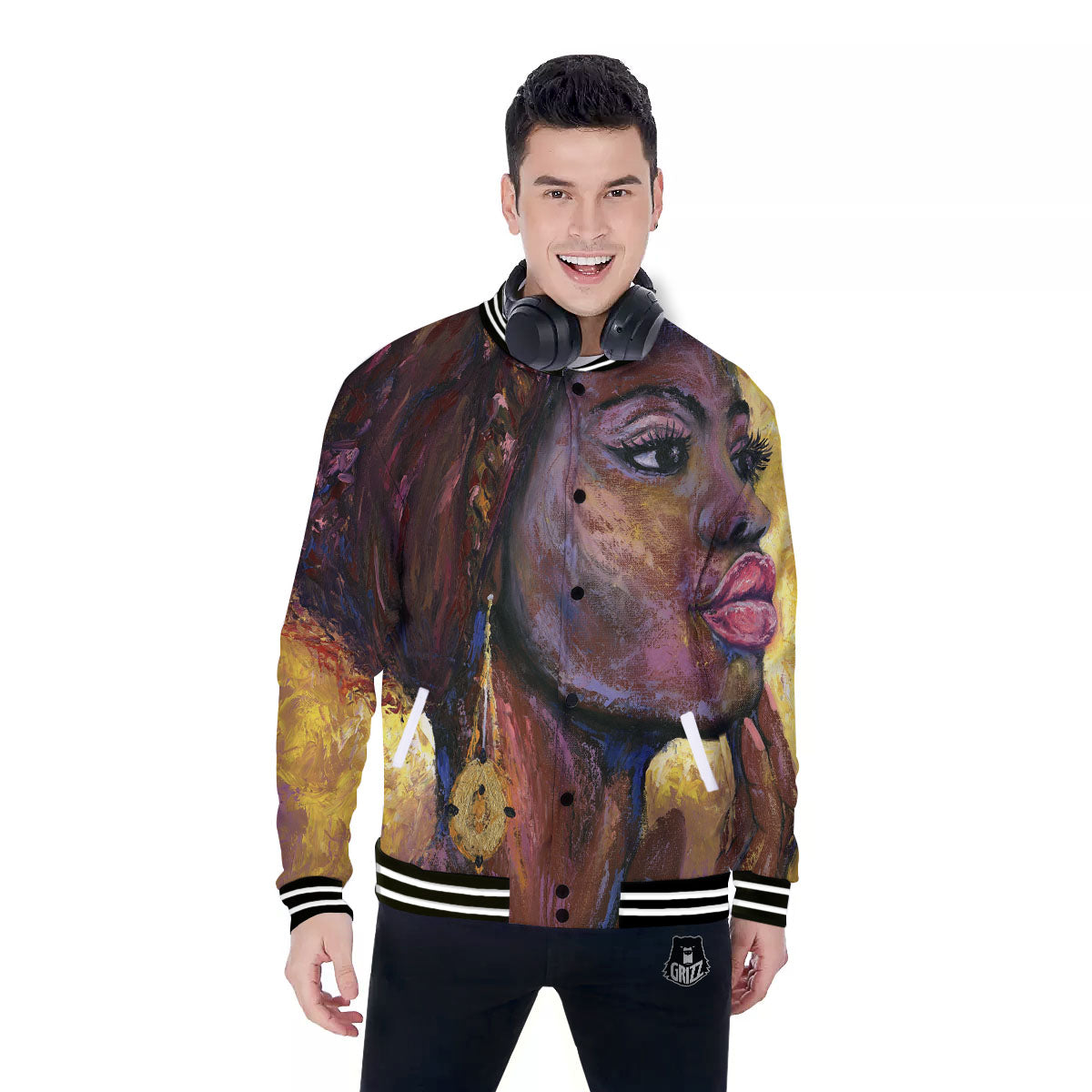 Woman African Print Baseball Jacket-grizzshop
