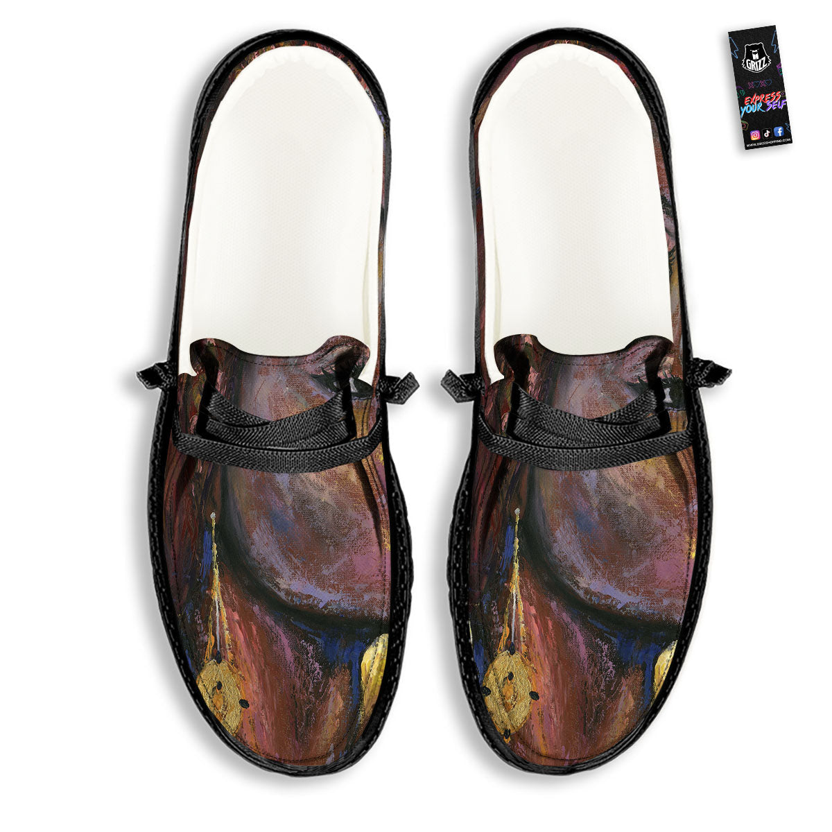 Woman African Print Black Loafers-grizzshop