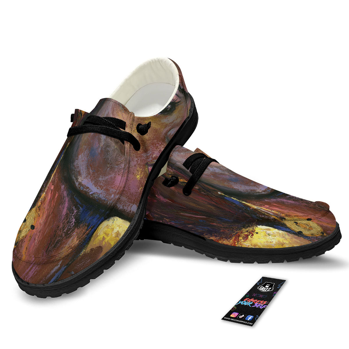 Woman African Print Black Loafers-grizzshop