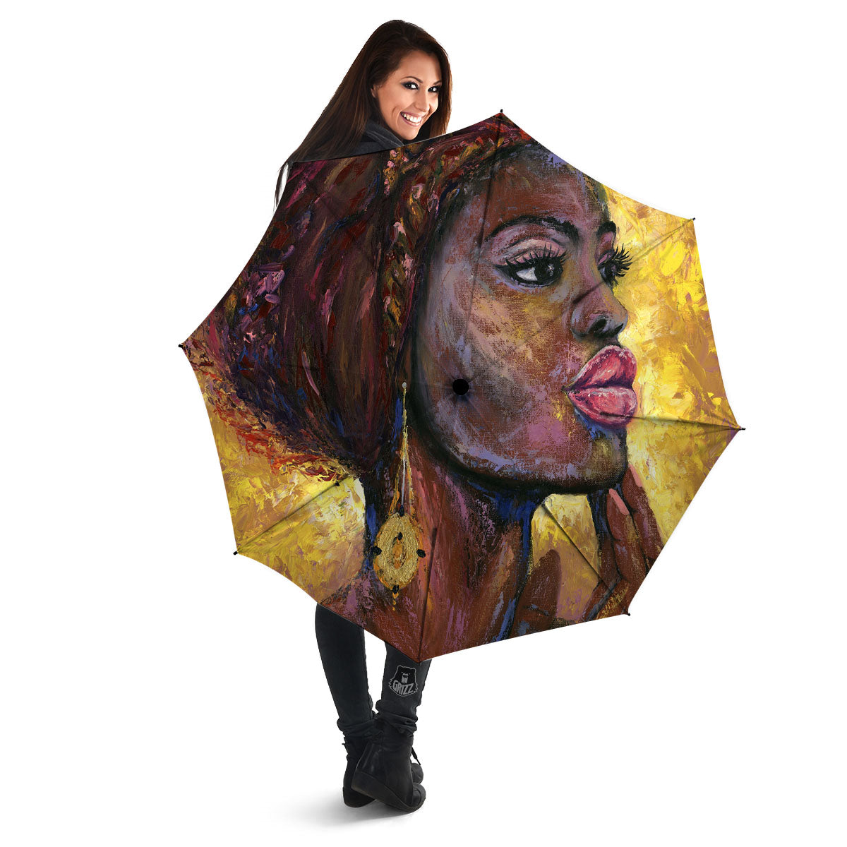 Woman African Print Umbrella-grizzshop