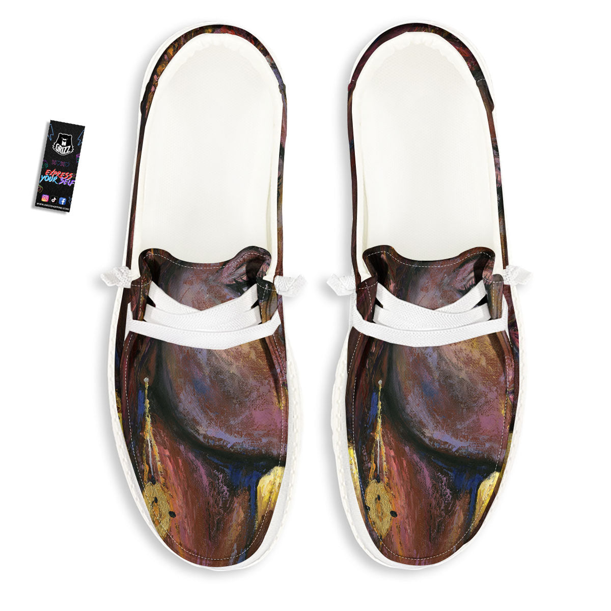 Woman African Print White Loafers-grizzshop