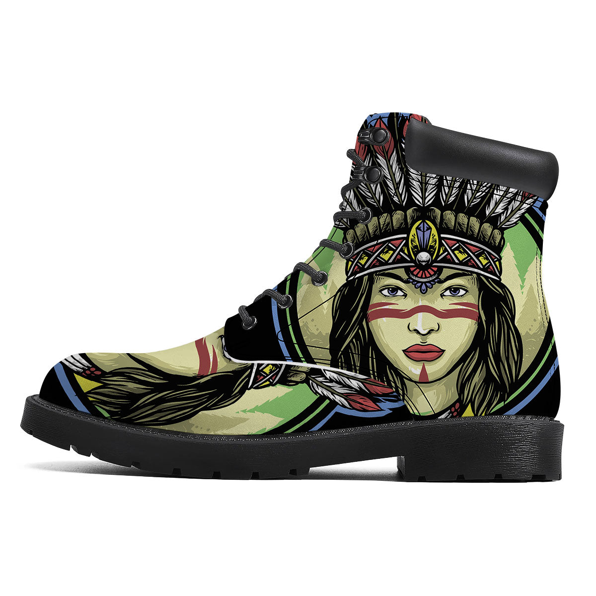 Woman Portrait Native Indian Print Boots-grizzshop