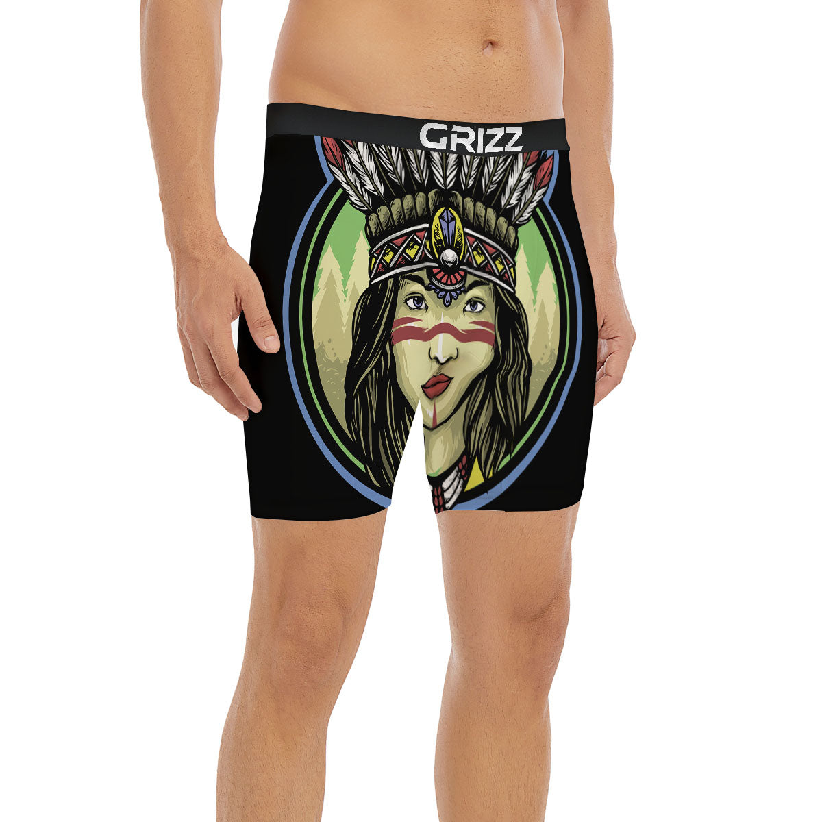 Woman Portrait Native Indian Print Boxer Briefs-grizzshop