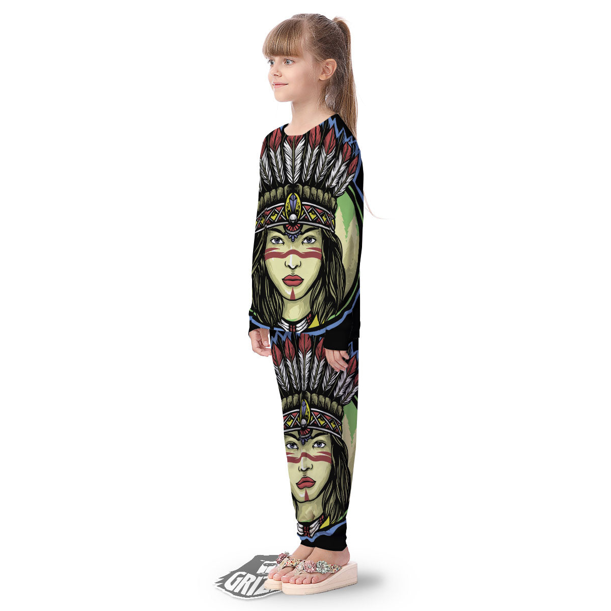 Woman Portrait Native Indian Print Kid's Pajamas-grizzshop
