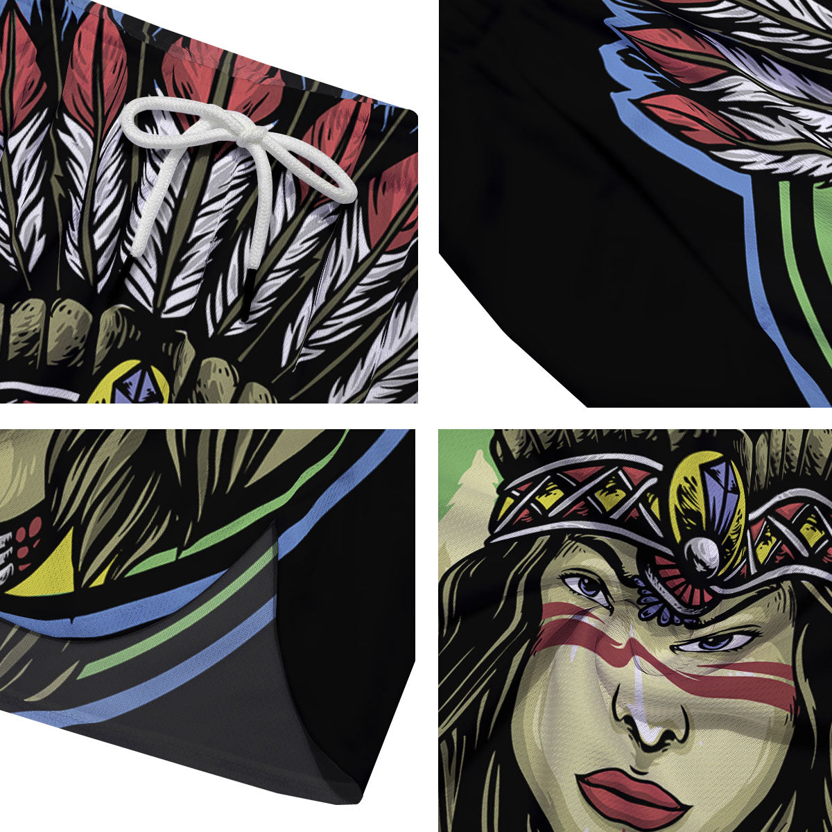 Woman Portrait Native Indian Print Men's Running Shorts-grizzshop