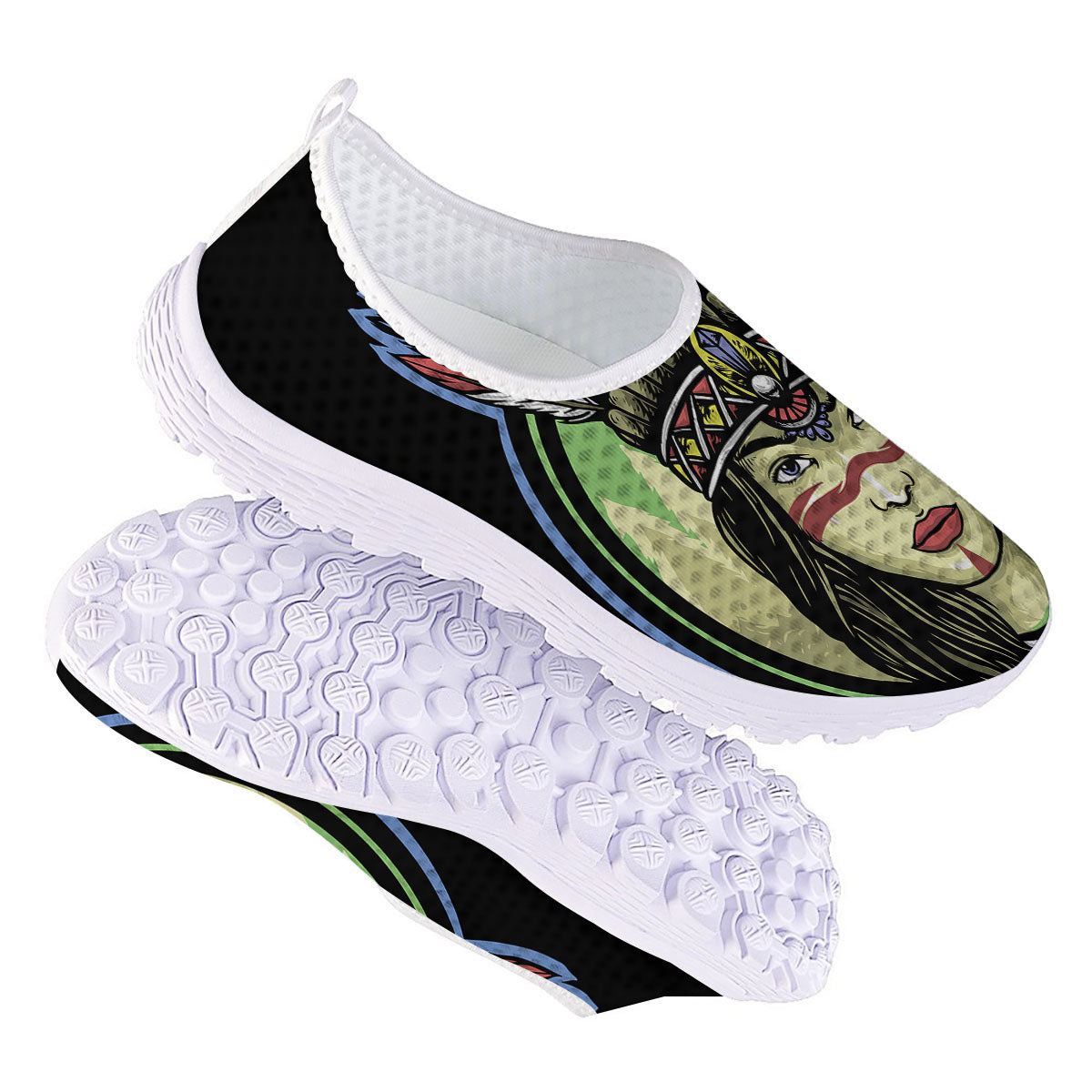 Woman Portrait Native Indian Print Nurse Shoes-grizzshop
