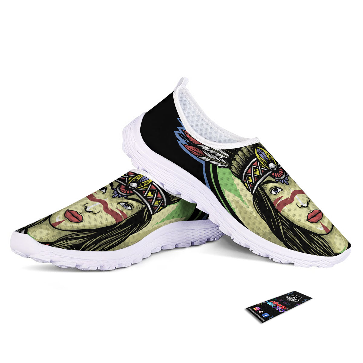 Woman Portrait Native Indian Print Nurse Shoes-grizzshop