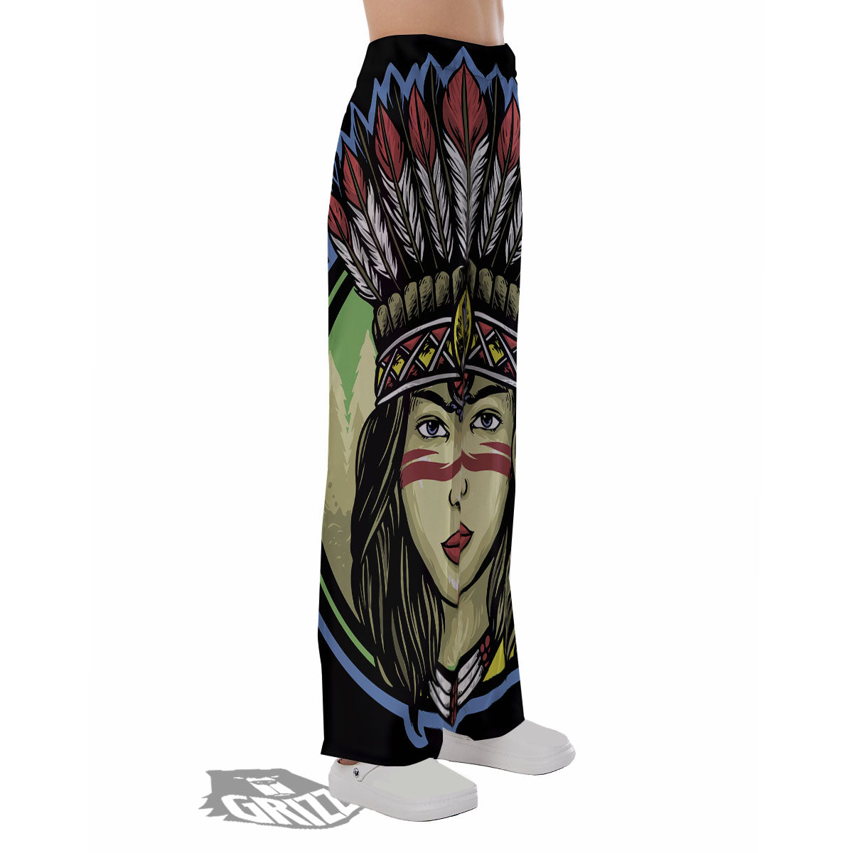 Woman Portrait Native Indian Print Pajama Pants-grizzshop