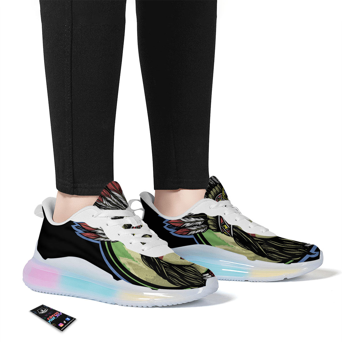 Woman Portrait Native Indian Print Running Sneakers-grizzshop