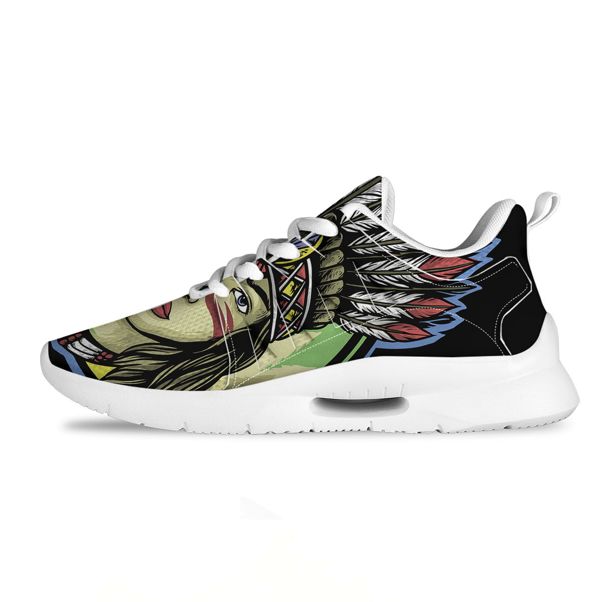 Woman Portrait Native Indian Print Tennis Shoes-grizzshop