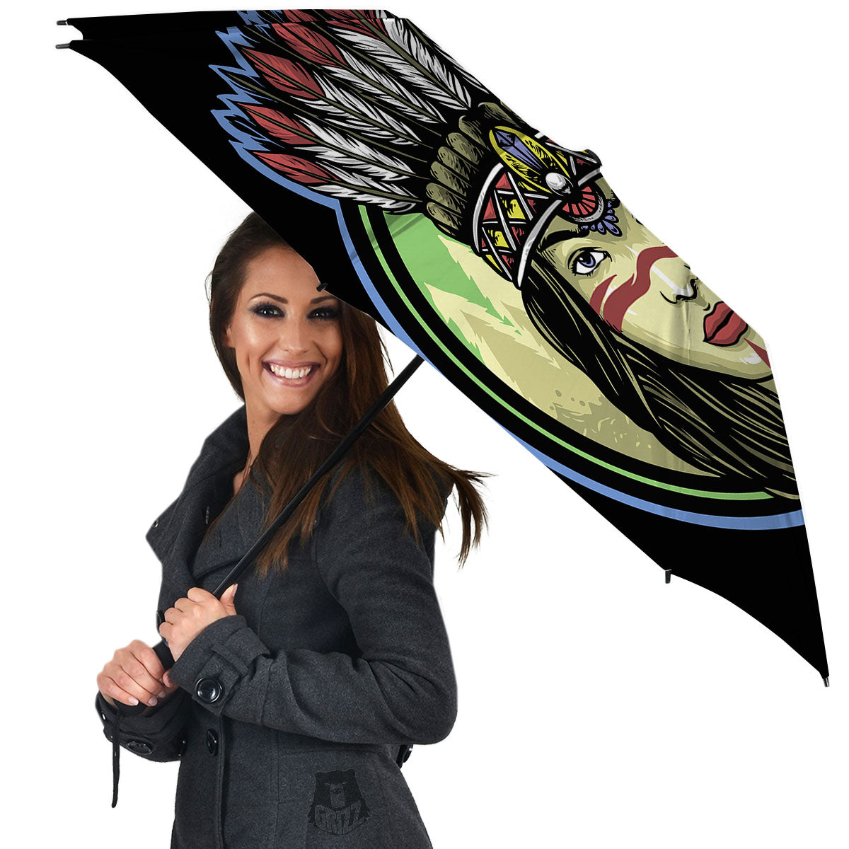 Woman Portrait Native Indian Print Umbrella-grizzshop