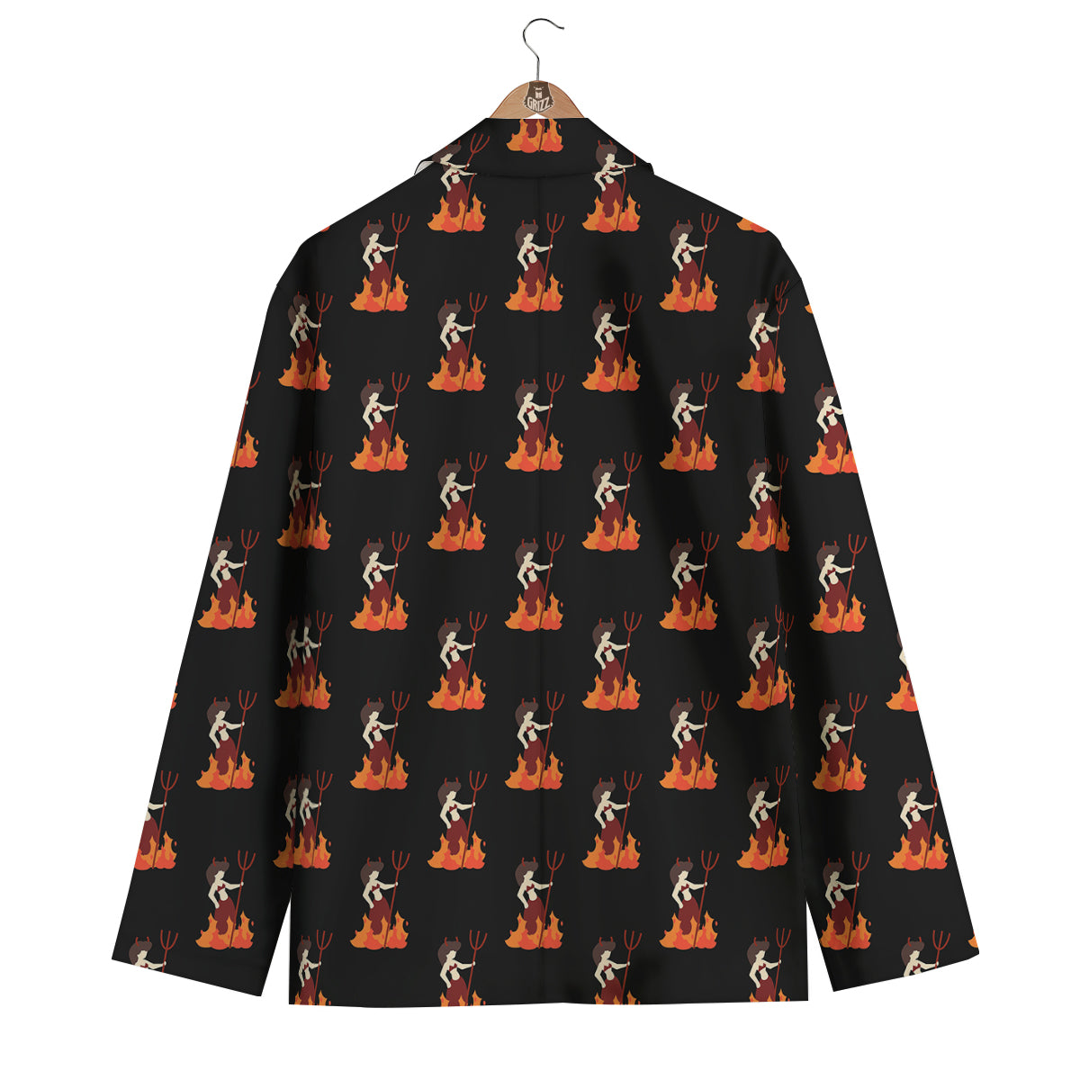 Women Devil Print Pattern Men's Blazer-grizzshop