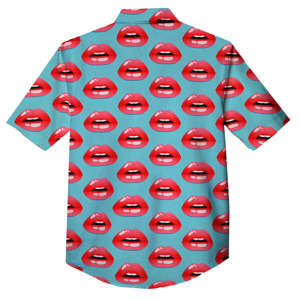 Women's Lips Print Pattern Button Up Shirt-grizzshop