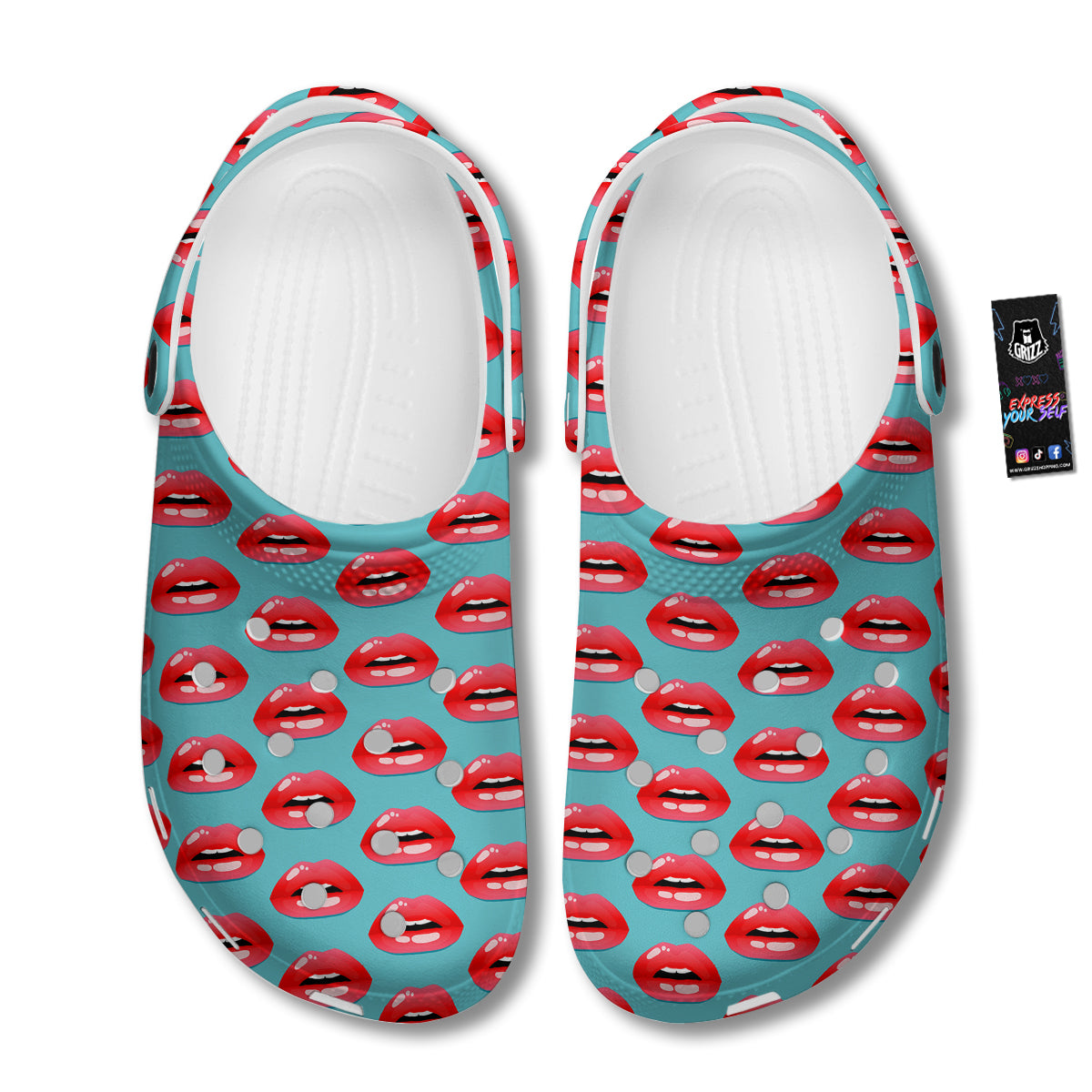 Women's Lips Print Pattern Clog-grizzshop