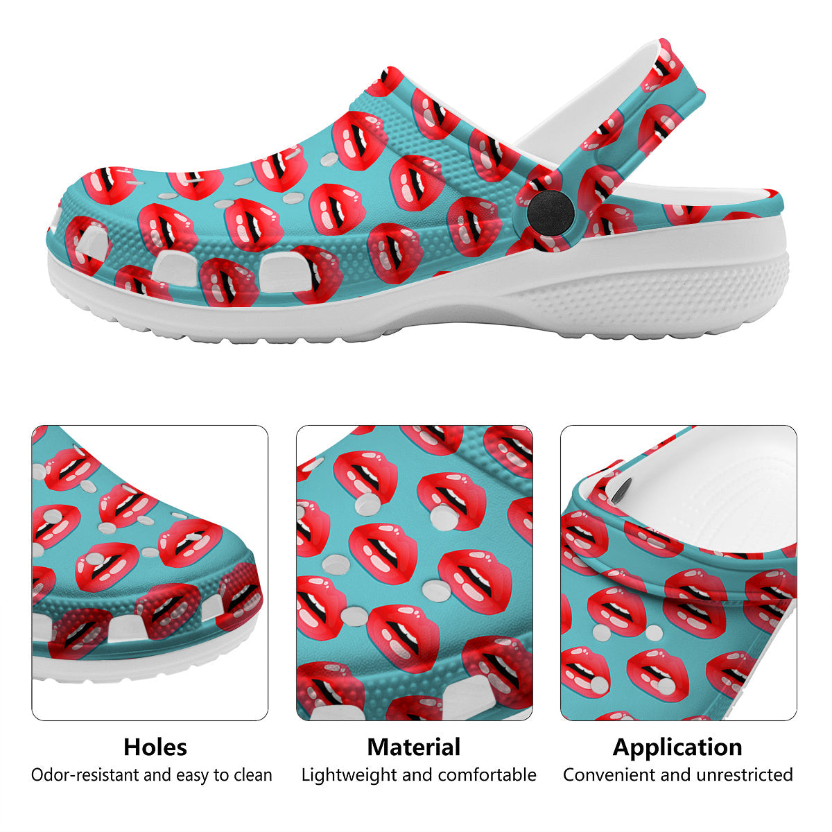 Women's Lips Print Pattern Clog-grizzshop