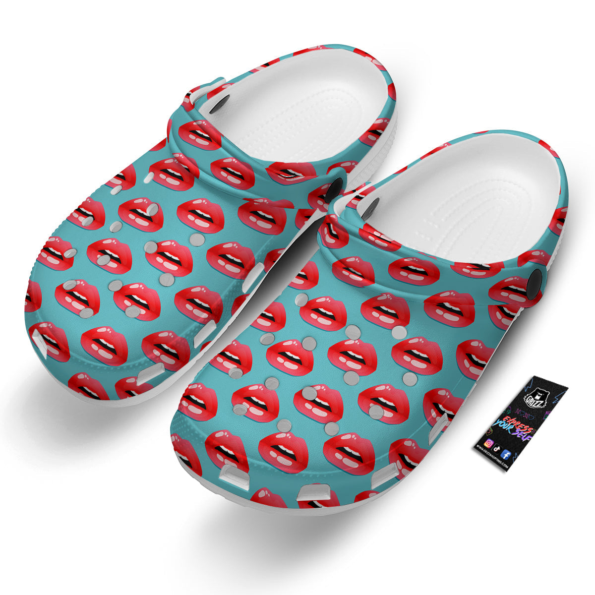 Women's Lips Print Pattern Clog-grizzshop