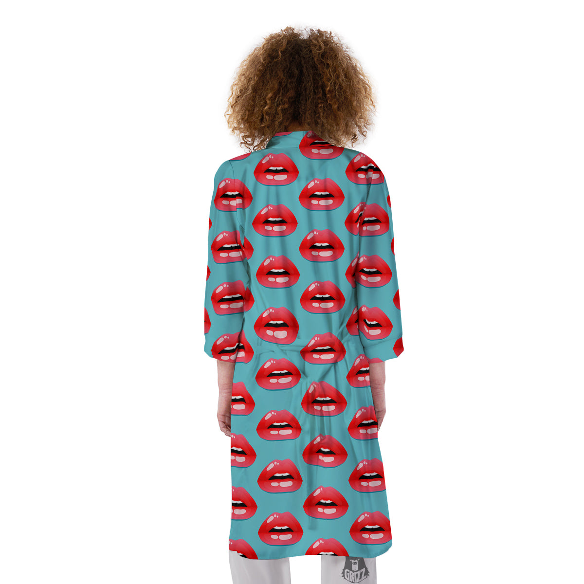 Women's Lips Print Pattern Kimono-grizzshop