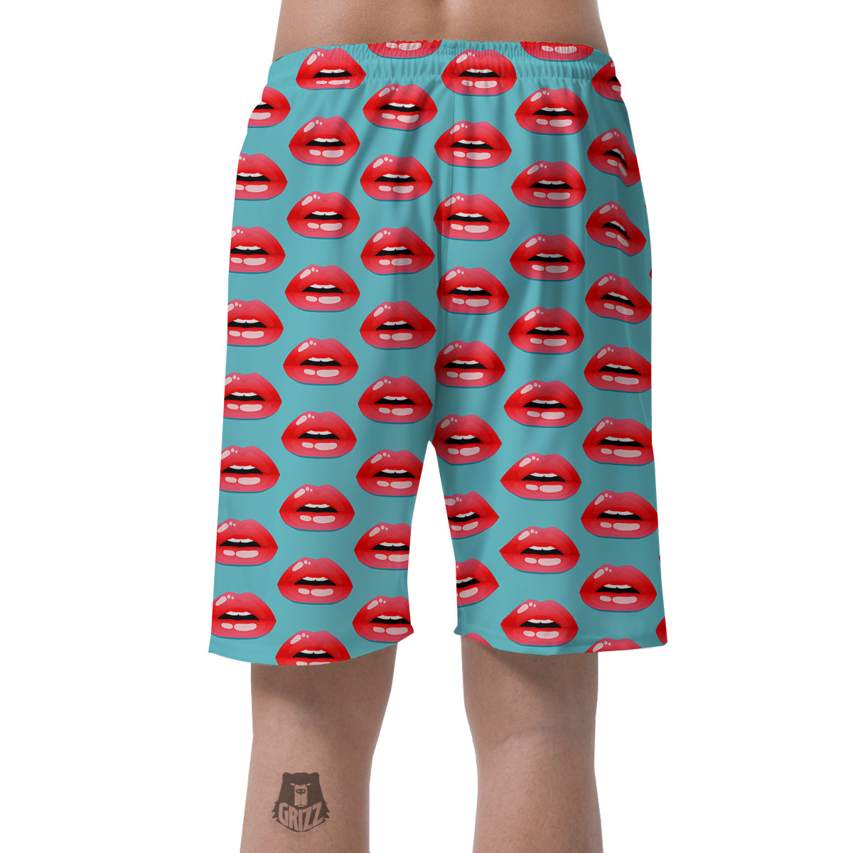 Women's Lips Print Pattern Men's Shorts-grizzshop