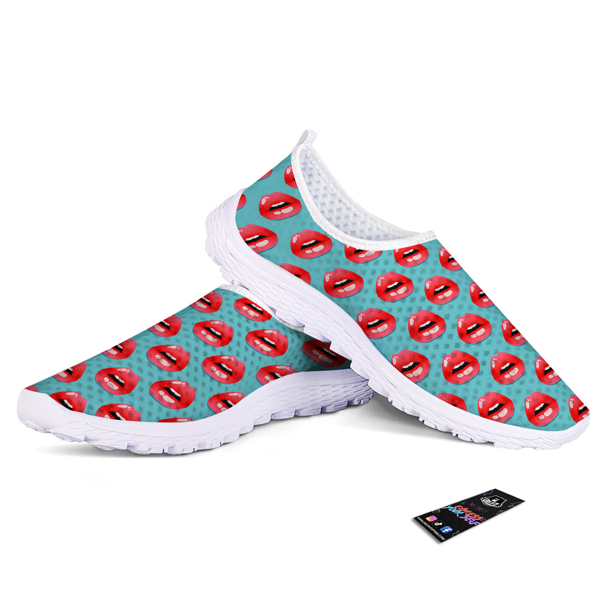 Women's Lips Print Pattern Nurse Shoes-grizzshop