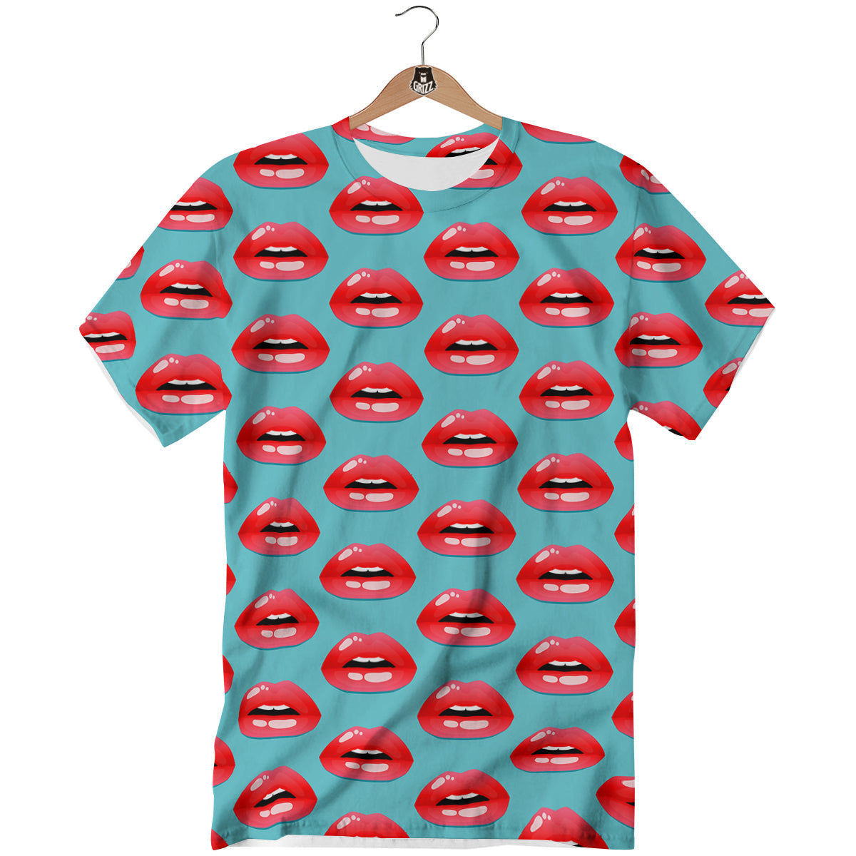 Women's Lips Print Pattern T-Shirt-grizzshop