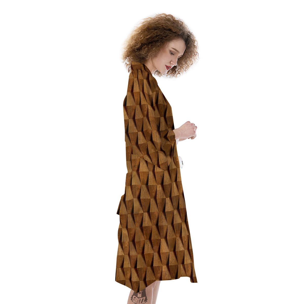 Wood Wall 3D Print Pattern Kimono-grizzshop