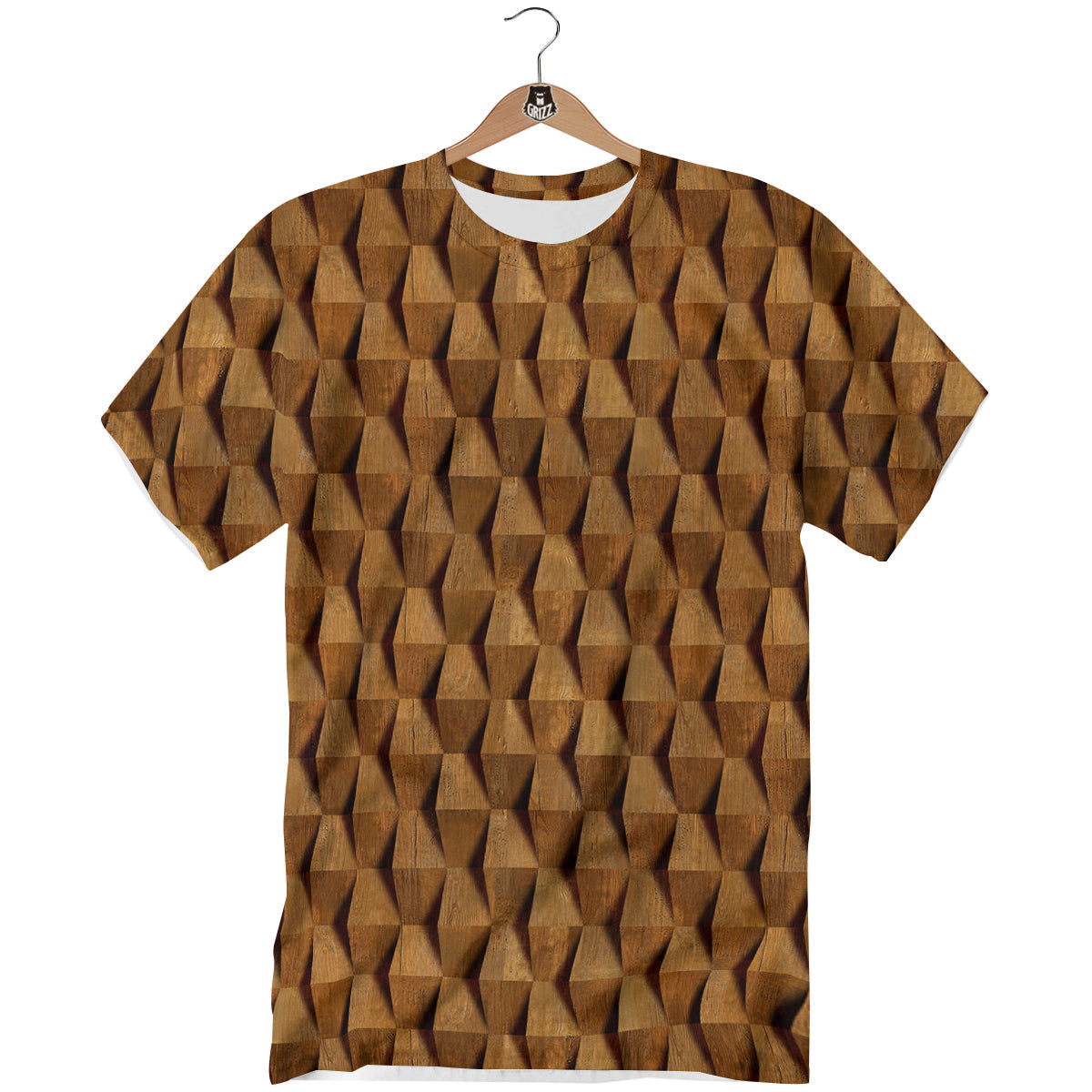 Wood Wall 3D Print Pattern T-Shirt-grizzshop