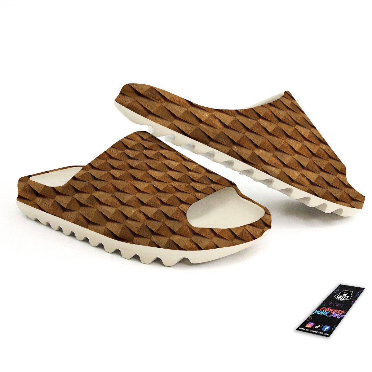 Wood Wall 3D Print Pattern Sandals-grizzshop