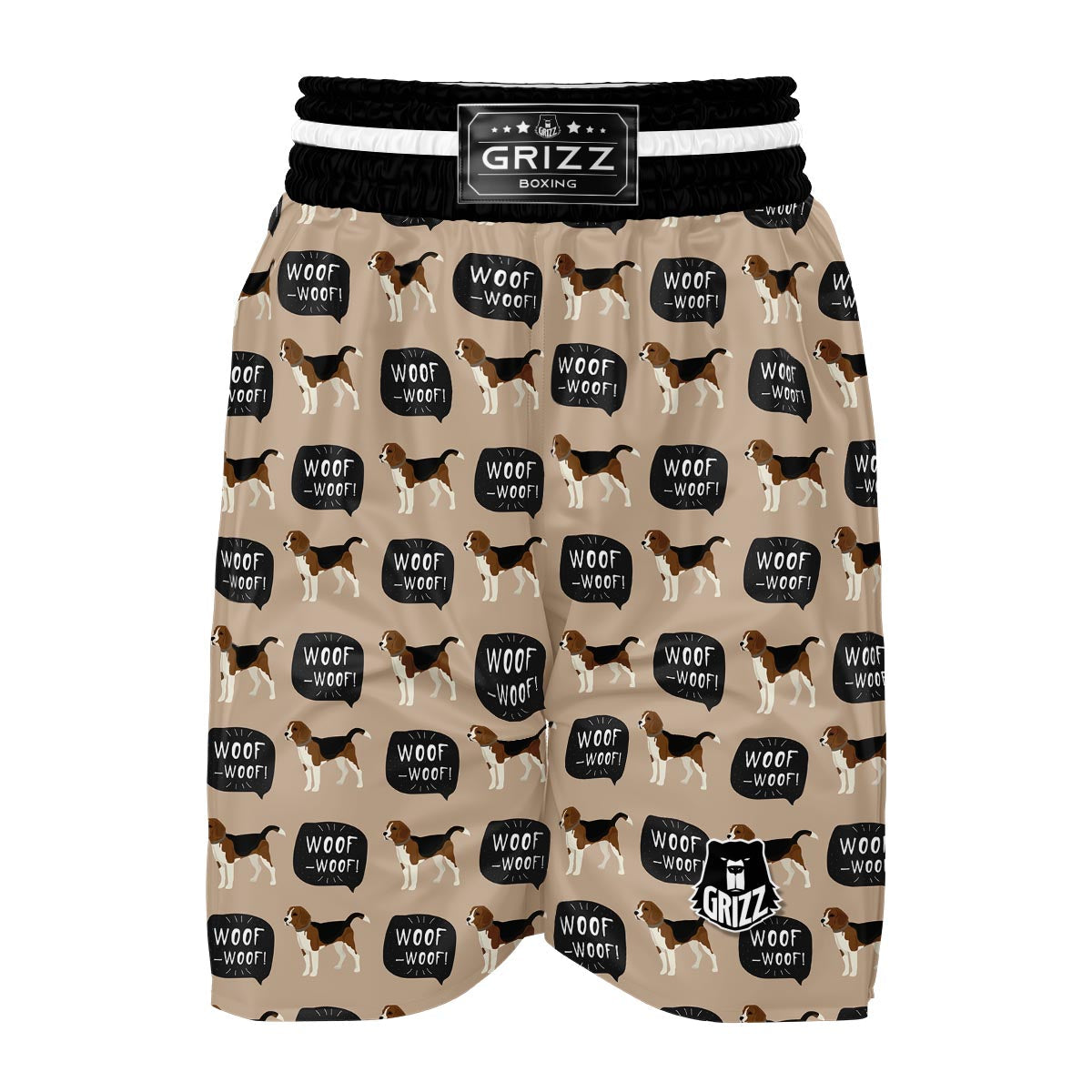 Woof Woof Beagle Pattern Print Boxing Shorts-grizzshop