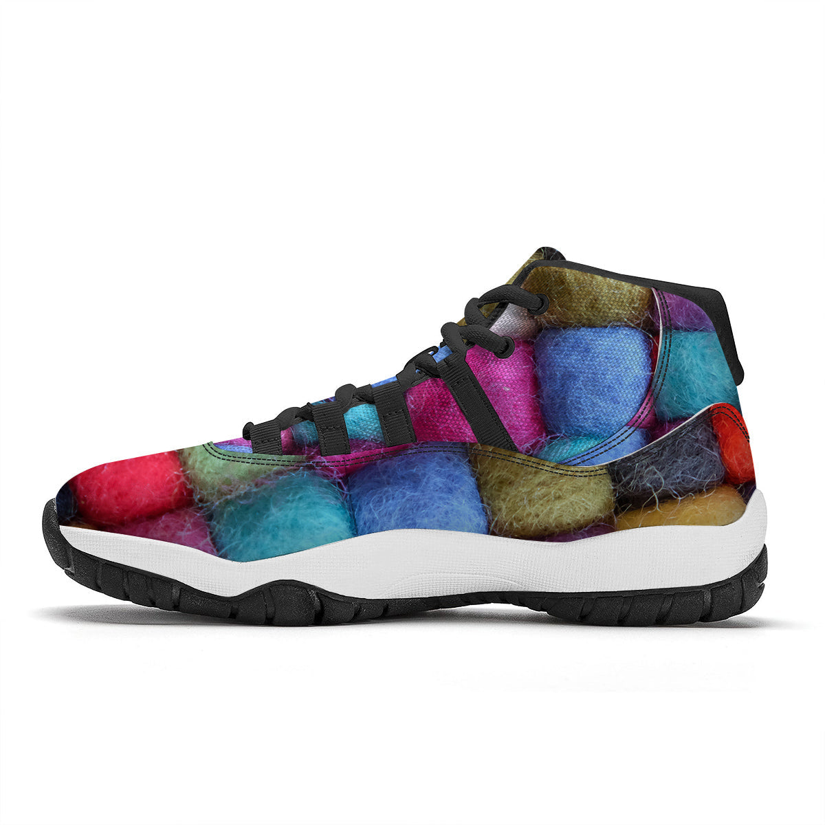 Wool Yarns Colorful Print Black Bball Shoes-grizzshop