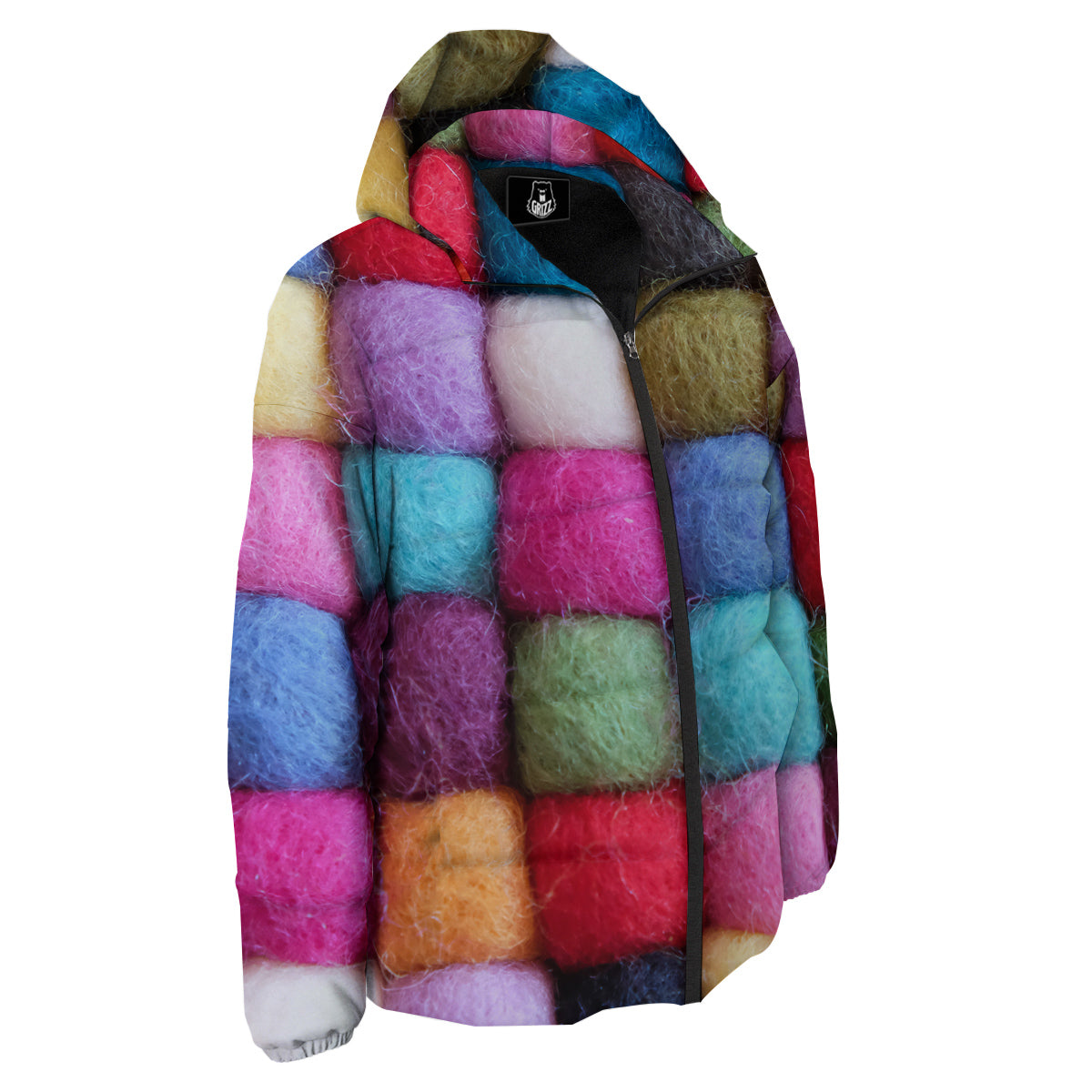 Wool Yarns Colorful Print Down Jacket-grizzshop