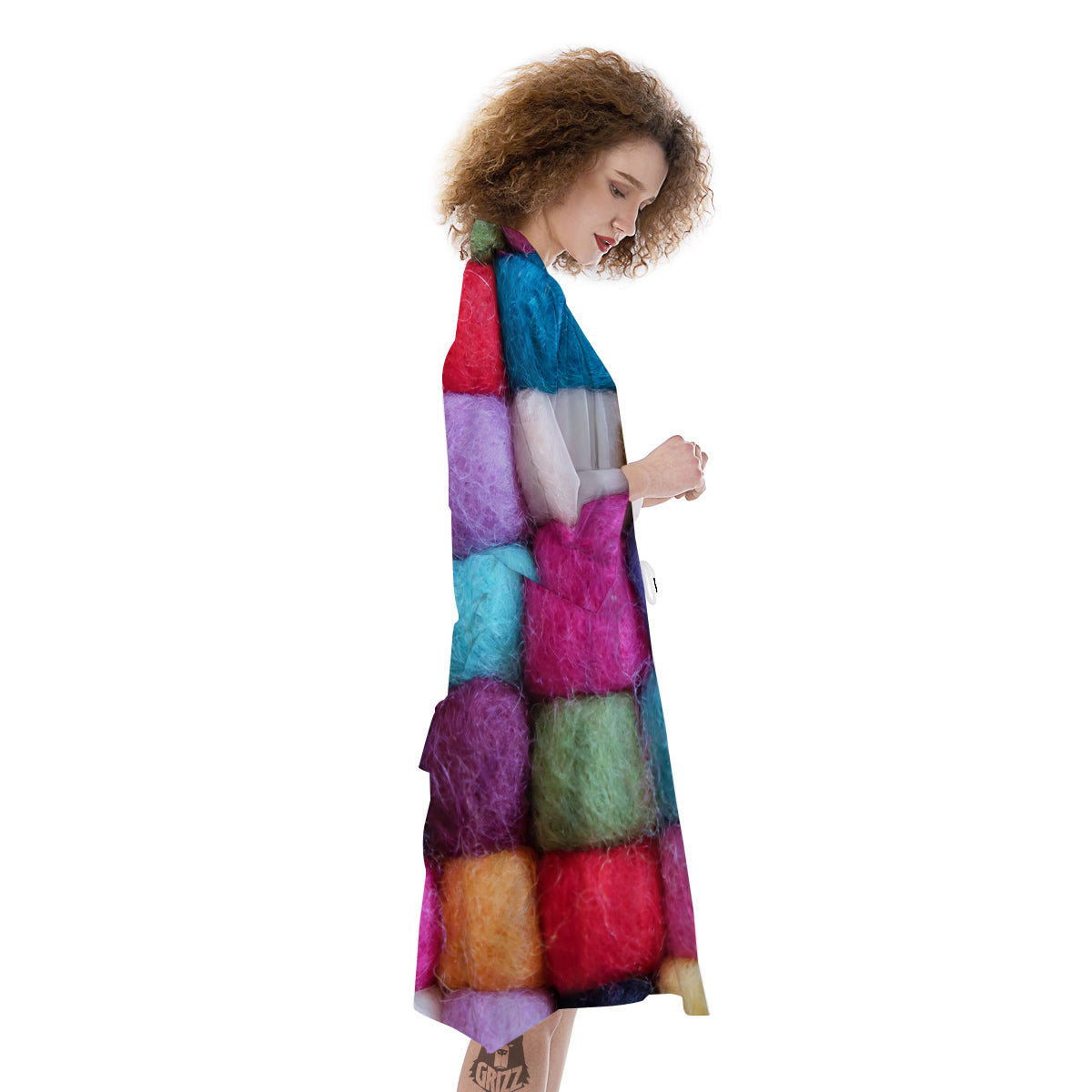 Wool Yarns Colorful Print Kimono-grizzshop