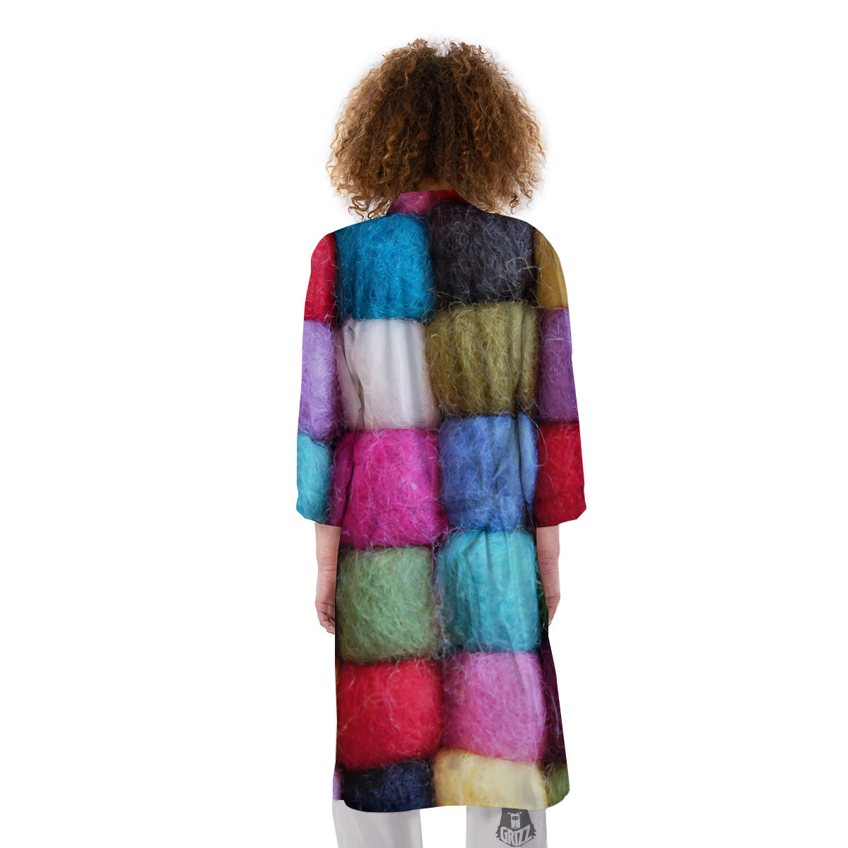 Wool Yarns Colorful Print Kimono-grizzshop
