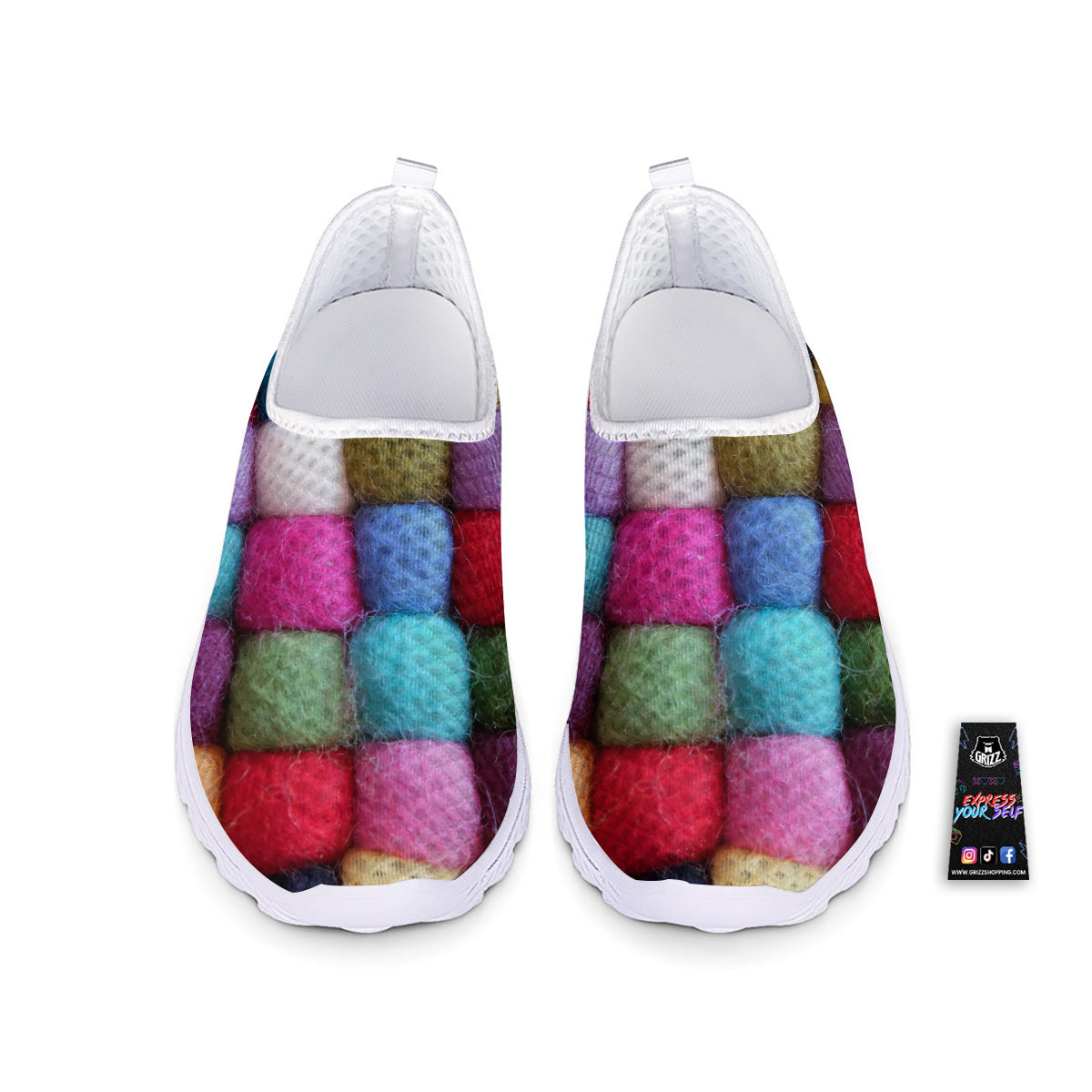 Wool Yarns Colorful Print Nurse Shoes-grizzshop